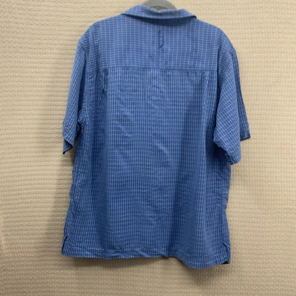 Vintage The North Face Mens Button Shirt Large Blue‎ Plaid Short Sleeve Outdoor